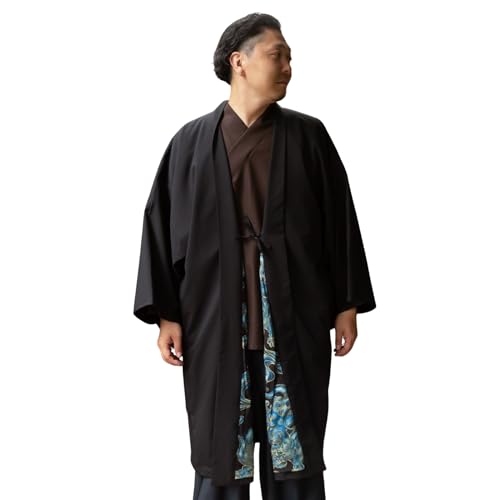 [倭物や Kaya] Behind The Scenes Kimono Haori - Japanese Overgarment/Japanese Formal Cardigan 7CC-1303 Men's Lion (Shishi) Black