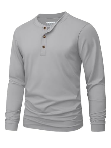 Image of MAGNIVIT Men's Long Sleeve Henley Shirts Cotton 3-Button Spring Casual T-Shirts Solid Color Soft Basic Tops 2026