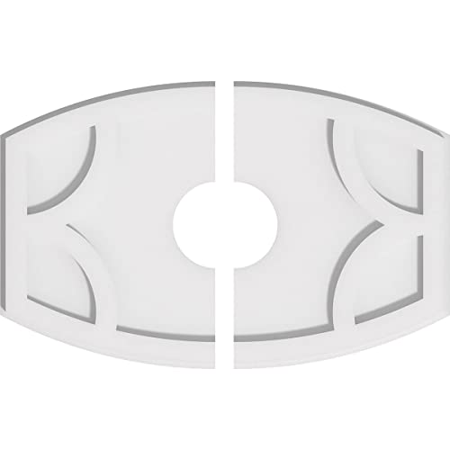 Image of Ekena Millwork CMP20X13KY2-04000 Kailey Architectural Grade PVC Contemporary, Two Piece Urethane Ceiling Medallions 20 inchW x 13 3 /8 inchH x 4 inchID x 10 3 /4 inchC x 1 inchP