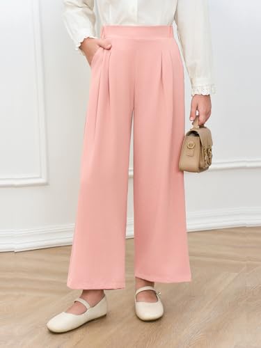 Image of Haloumoning Girls Uniform Pants Kids Wide Leg Dress Pants 5-14 Years