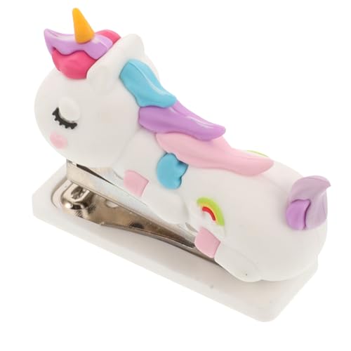 SECFOU Grapadora Pequeña Unicornio de Escritorio Diseño Portátil y Antideslizante Material y Inoxidable para Estudiantes y Oficina Regalo Práctico