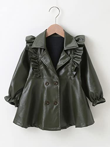 Toddler Baby Girls Fall Winter Tops Ruffled PU Leather Jacket Motorcycle Biker Button Down Coat3