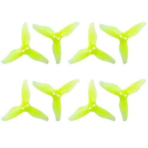 16 PCS 8 Pairs GFan 2023 3ブレードプロペラ2インチ31穴径1.5 mmセンター穴径CWプロップ用RCつまようじFPVドローン (16 PCS 2023イエロー)