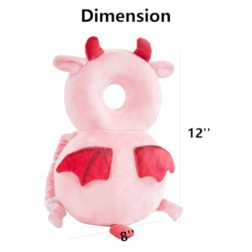 Image of Baby Head Back Protector Backpack Toddler Safety Protector Cushion Pad Soft, Adjustable and Lightweight Design for Safe Walking and Crawling Toddlers Girls and Boys(Pink Devil)