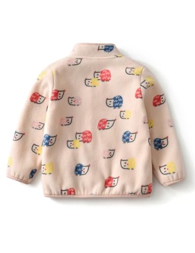 Image of Kids Printed Polar Fleece Jacket Toddler Baby Boys Girls Autumn Winter Warm Sherpa Lining Outerwear Soft Lightweight