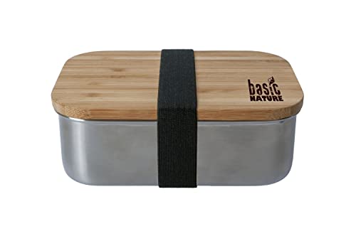 Origin Outdoors Unisex – Erwachsene Bamboo Lunchbox, Edelstahl, 0.8 L