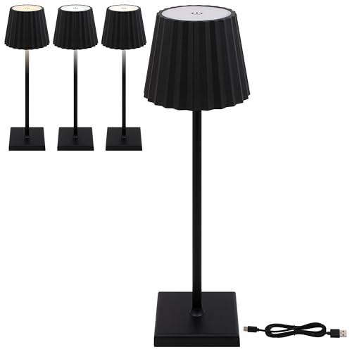 Lesser & Pavey Rechargeable LED Touch Lamp - Black for Home Decor & Living Room, Square Base - Image 2