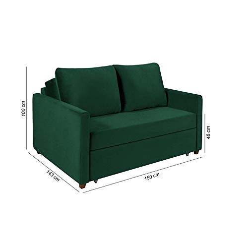 Sofá Cama 3 Lugares Suede Veludo Hope Império Estofados Verde