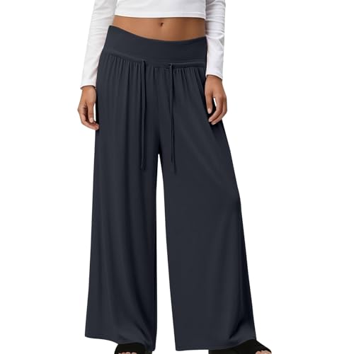 Pantalon de jogging léger femme fluide été à jambes larges en coton