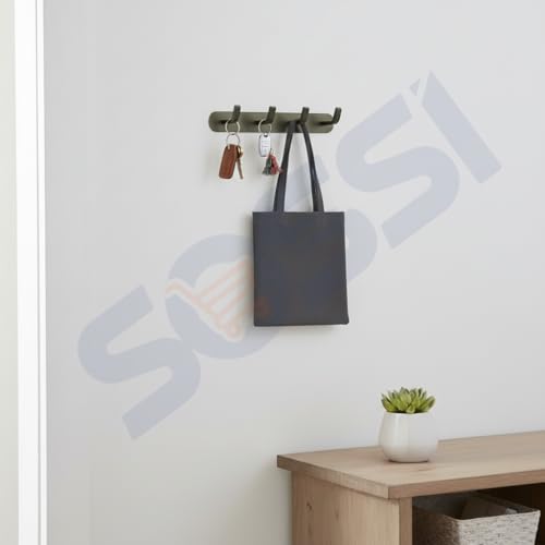 Image of SOSSI 4-Pin Cloth Hanger, Wall Mounted Hook Rail with 4 Hooks for Bathroom, Kitchen, Key Holder, Cloth-Towel Hanger, Robe Hook Pack of 2 (Satin Finish)