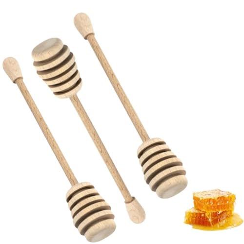 PARENCE.- Lot de 3 Cuillères à Miel en Bois – Bâtonnet Miel Naturel avec Rainures | Accessoire Dosage & Service Miel