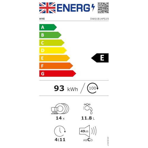 HYE Fully Integrated Dishwasher 60cm – Built In Dishwasher, 14 Place Settings, Quick Wash 29 Mins, 49dB Quiet Operation, Energy Rated E, Silver - DW01B14PS19 - Image 10