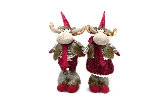 Renne tissu rouge 54 cm stable pour habiller les espaces vides au pied du sapin de Noël