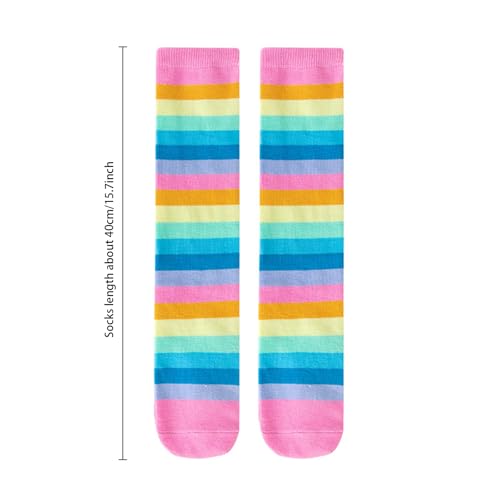 Little Girls Knee High Socks Funny Rainbow Dancing Socks Breathable Kids Tube Socks Cute Party Stockings4