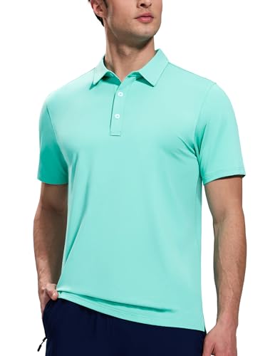 Image of MIER Polo Shirts for Men Short Sleeve Dry Fit Performance Golf Tennis Active Collared Shirts, UPF 50+ Sun Protection