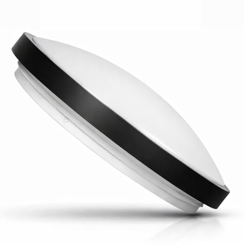 Deckenleuchte Wandleuchte IP54, HF-Bewegungsmelder, 2X E27, Metall-Rahmen, schwarz