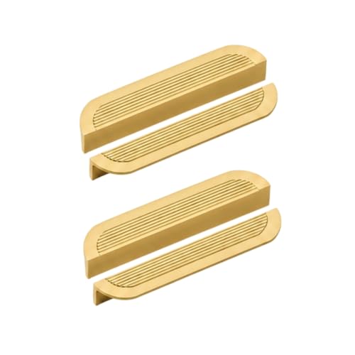 Image of VEZEL Aluminium Cabinet Handle /Wardrobe Handle - Modern Cabinet Pull Push Handles for Cabinets, Wardrobe, Drawer & Cupboard Furniture (PVD Gold) - 96mm - Pack of 4-| 3 Years Warranty |