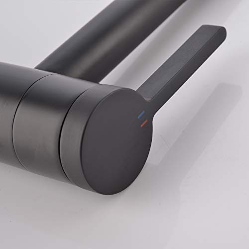 Ciencia Bathroom Sink Faucet Single Handle Brass Vessel Sink Faucet 360°Rotating Spout Tall Basin Mixer Tap Black, Bb6112C #TOP7