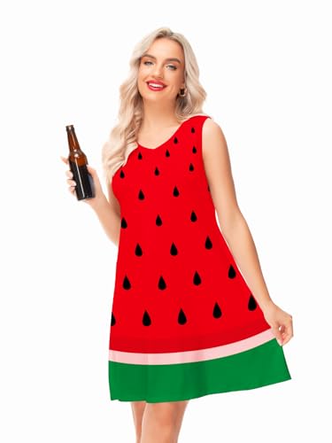 Deerose Women Watermelon Dress Sleeveless Funny Fruits Outfits with Pockets4
