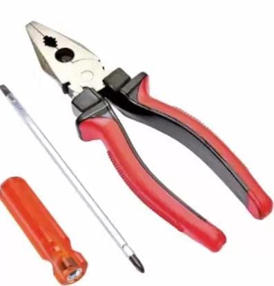 Sky Blue Enterprises Steel Pliers Electrician Tools 2 In 1 Screwdriver With Wire Shear For Home Use And Electrical Work (8 Inch, Multicolor)