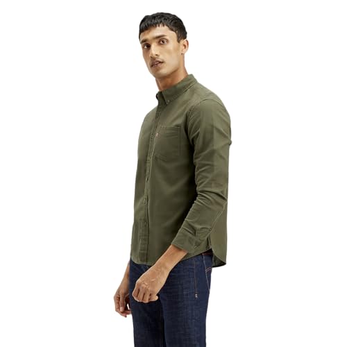 Image of Levi's Men's Solid Slim Fit Shirt Olive