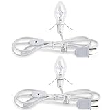 WATERGLIDE 2 Pack Accessory Cord with Clear Bulb, 6 FT UL Listed Replacement Lamp Cord with ON/Off Switch, Perfect for Christmas Village House, Craft Projects, Halloween Holiday Decoration