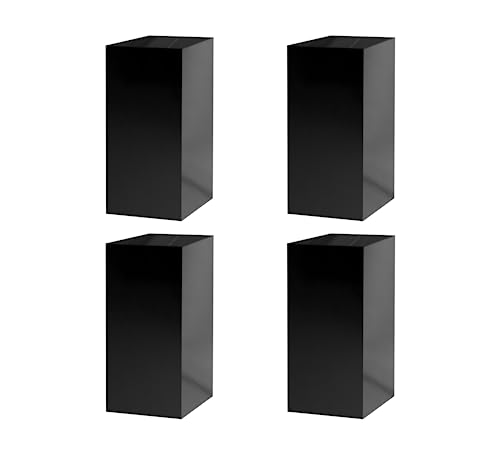 4 Pack Glossy Black Pedestal Box Acrylic Hollow Stand Art Presentation 12" x 12" x 32" One Piece No Lid Decor Weddings Flower Arrangement Display Cube Retail Merchandise Riser by Marketing Holders