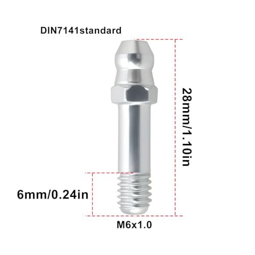 Image of 10Pcs M6x1.0 Straight Grease Nipple Fittings DIN7141 Galvanized Steel Grease Nipple for Hydraulic Systems