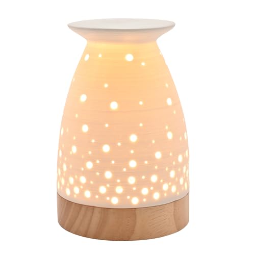 Image of Hestia Ribbed Aromatherapy Lamp – Upper Warms Oil Melts to Generate Calming Aroma. Relaxing, Cosy Illuminations & Contemporary Matt Finish. Bedroom, Kitchen, Living Room, Office, or Lounge.