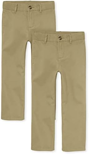 The Children's Place boys Chino Pants, Flax 2 Pack, 8 Slim US