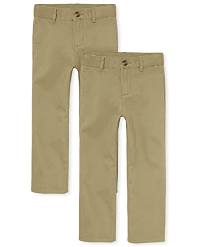 The Children's Place Boys Chino Pants, Flax 2 Pack, 8 Slim Us #TOP2