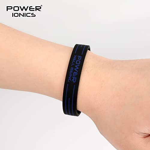 POWER IONICS Balance Bracelets for Men/Women Silicone Bracelets Protection Bracelet Black/Blue Bracelet, 24 cm, 5 Holes to Adjust, Fits 13-23 cm Wrist Size