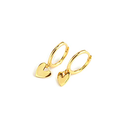 Cute Heart Love Dangle Drop Cartilage Small Huggie Hoop Earrings for Women Girls Minimalist S925 Sterling Silver Charm Dangling Cuff Sleeper Hoops Dainty Hypoallergenic Jewelry Gifts for Her Birthday