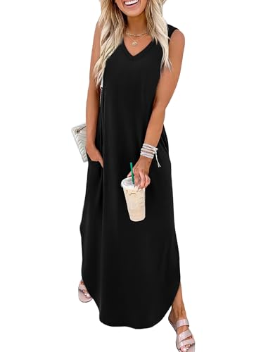 Image of Sampeel Summer Dresses Maxi Dress Vacation Beach Sundresses 2025 with Pockets
