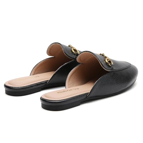 Image of Minorsu Buckle Mules for Women Flats Loafers Shoes for Work Office Business