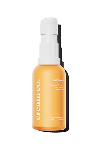 cream co. SOS Serum, Vegan Vitamin C Serum mit Niacinamid & Alpha Arbutin 30 ml, Pigmentflecken Entferner Gesicht, Augenringe Entfernen, Repairing Serum für Mehr Glow & Einen Ebenmäßigen Teint