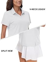 TACVASEN White Golf Shirt Womens Sun Protection Polo Shirt UPF 50+ Short Sleeve V Neck Shirt Dry Fit Collared Shirt for Work, M — image 5