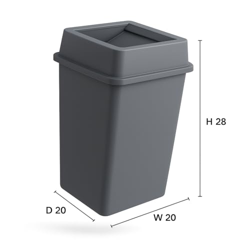 Caneca de basura cuadrada gris de 35 galones con tapa basculante miniatura 2