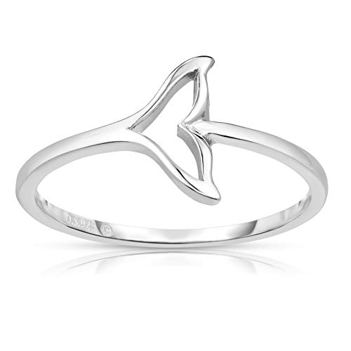 Unique Royal Jewelry 925 Solid Sterling Silver Ocean Orca (Killer Whale) Tail Designer Ring. (Rodium-Plated Sterling Silver Size-6)
