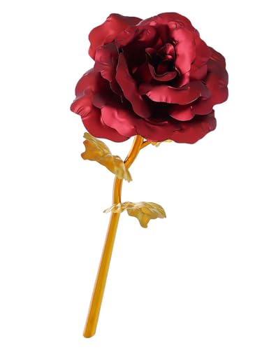 eCraftIndia Golden Red Rose Flower Showpiece | Rose Day Valentine Gift for Girlfriend Boyfriend Husband Wife Her Him | Valentine Day Decoration Items 5 31cgiMZRIkL