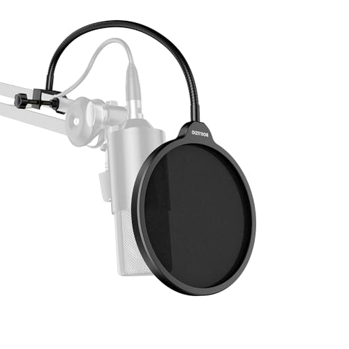 BOILUZIO プレミアムマイクポップフィルター - プロフェッショナルサウンドシールド 柔軟なグースネックマウント付き 強化されたオーディオ録音用 Blue Yeti、Blue Snowballなどに対応