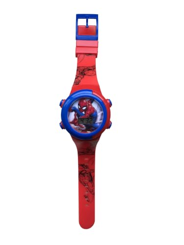 Accutime Kids Marvel Spider-Man Digital Quartz Plastic Watch for Boys & Girls with LCD Display Blue/Red (Model: SPD4480)