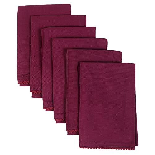 Image of TARAN LIVING Kitchen Towels with Hanging Loop 100% Cotton Solid Kitchen Dish Cloths, Valentine Decor Kitchen Hand Towel Reusuable Dish Towel for Cleaning & Drying 18 inchx 28 inch, Pack of 6 Deep Purple