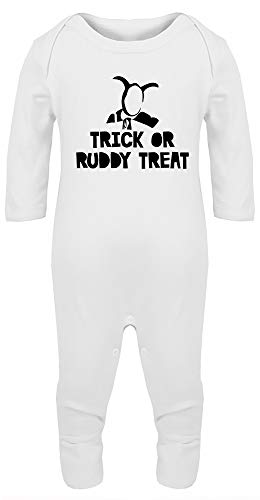 Hippowarehouse Trick Or Ruddy Treat Baby Romper All in one Piece Unisex White