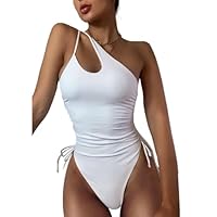 MUMZUGI Costumi da Bagno Interi Donna Costume Vita Alta Push Up Bikini Set da Spiaggia, Bianco M