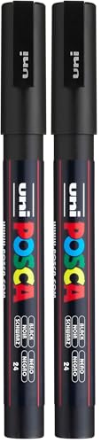 POSCA UNIBALL Marqueur peinture à l'eau, encre à pigmentation noire, pointe fine UNI PC3M (Lot de 2)