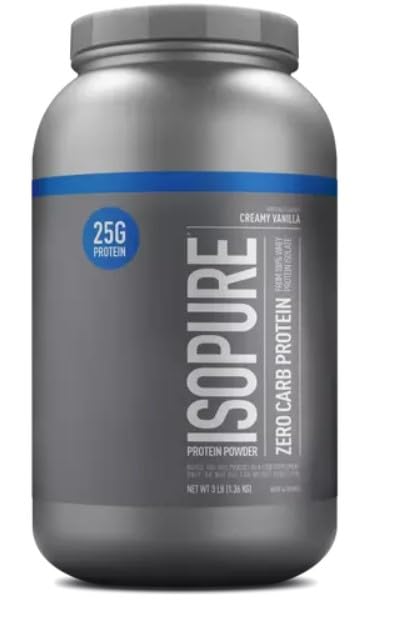 Iso Pure Zero Carb 100% Whey Protein Isolate Powder - 3 lbs, 1.36 kg (Creamy Vanilla)