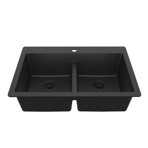 Karran 33' Black Quartz Composite Double Bowl...