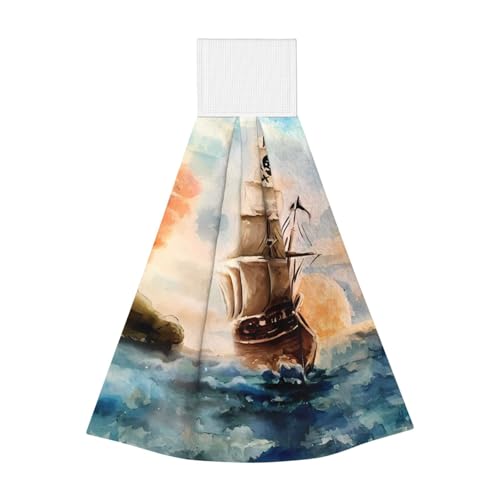 JaoXer Toalla colgante de terciopelo coral náutico para velero, paños de limpieza de secado rápido para cocina, baño, camping y más