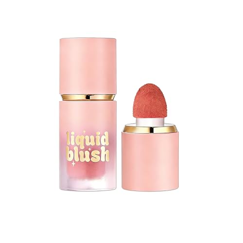 Blush liquide avec embout éponge intégré, blush crème blendable, teinte
